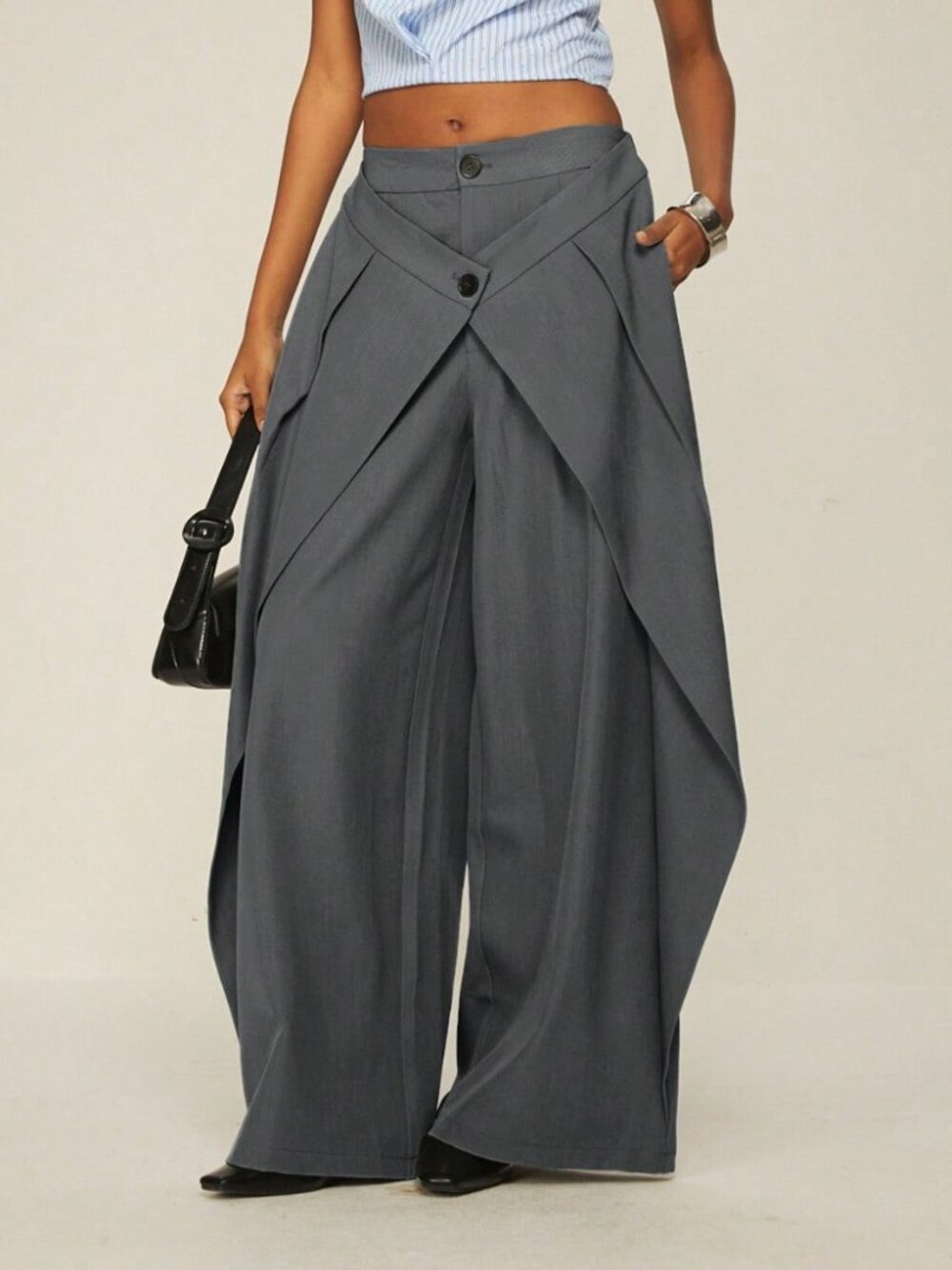 Grey Minimalist Women's Pants